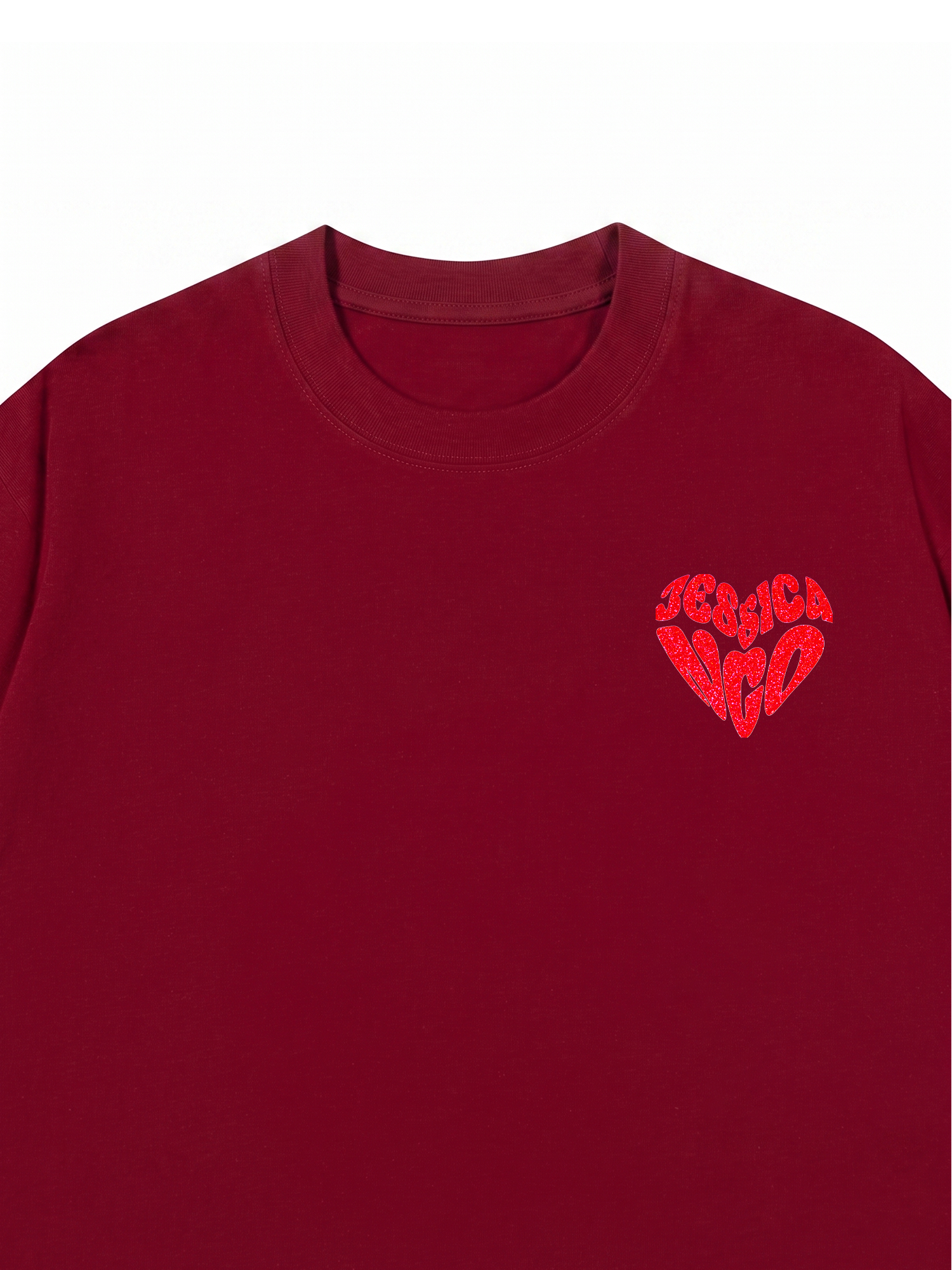Áo Thun Red glitter Custom Heart Custom Couple Name