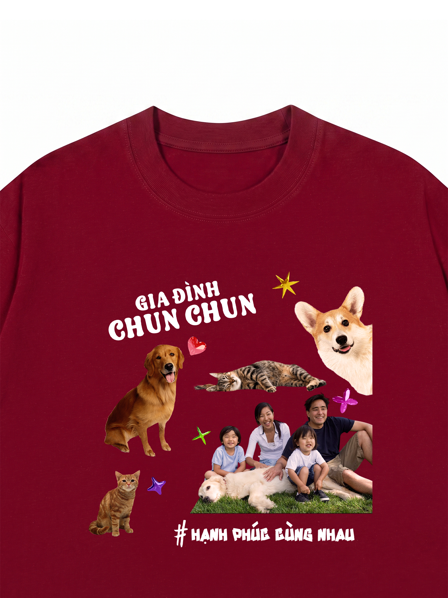 Áo Thun Custom Family With Pets