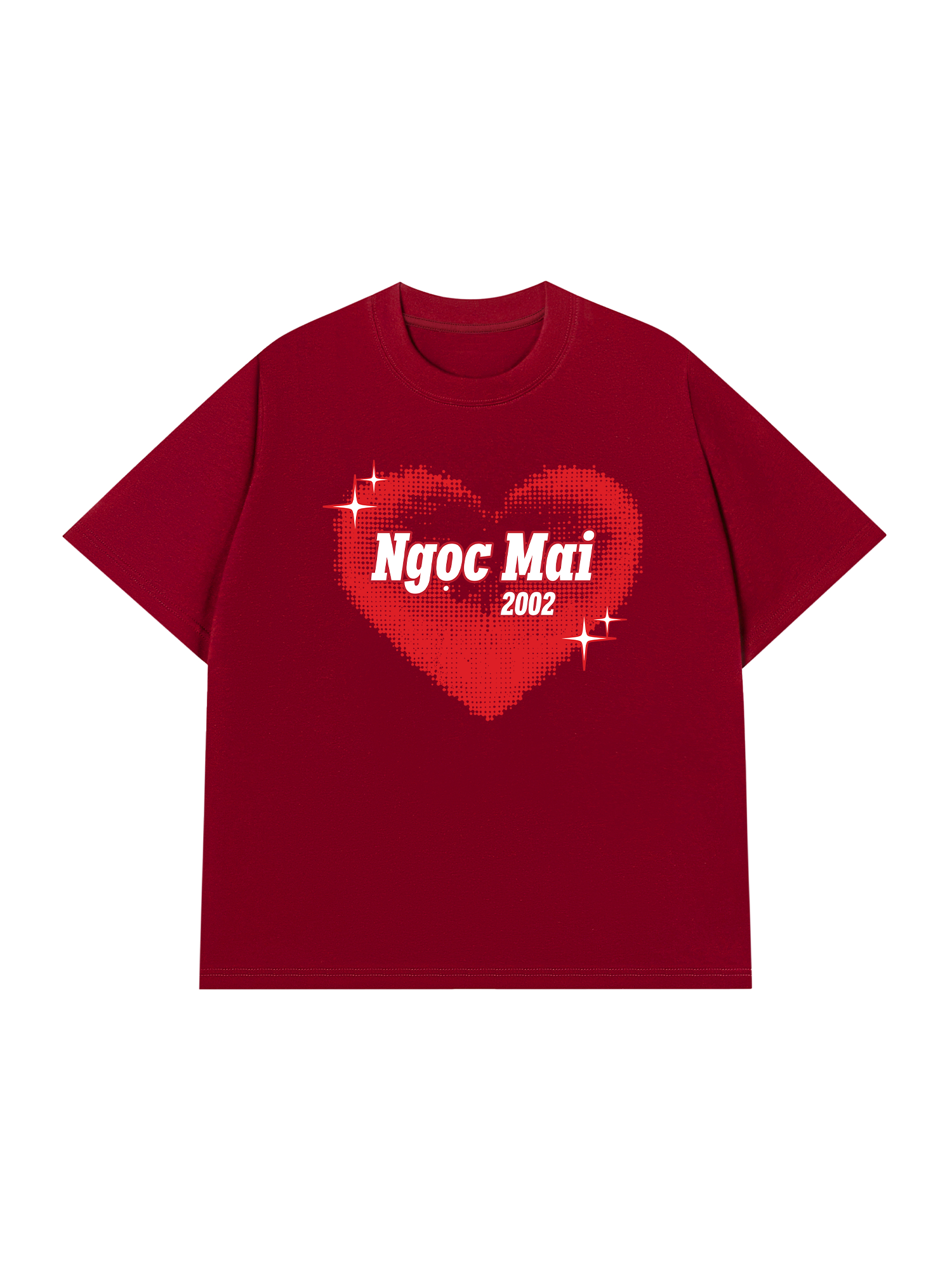 Áo Thun Custom Name Y2K Red Dotted Heart