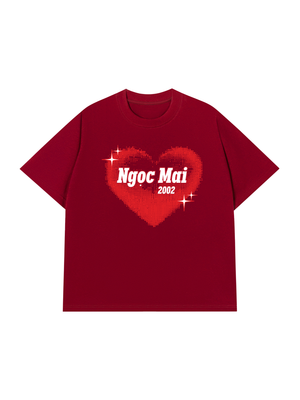 Áo Thun Custom Name Y2K Red Dotted Heart