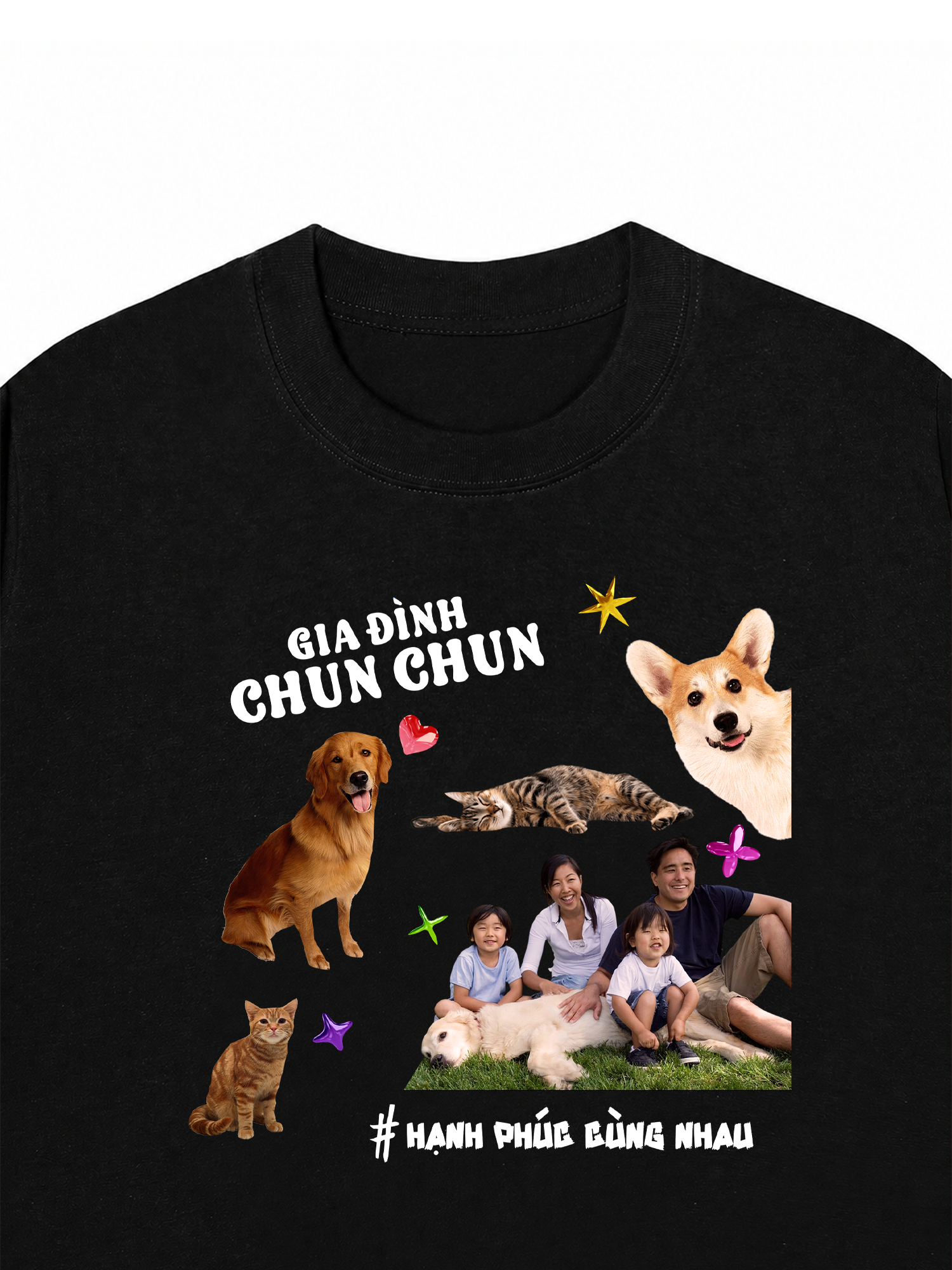Áo Thun Custom Family With Pets