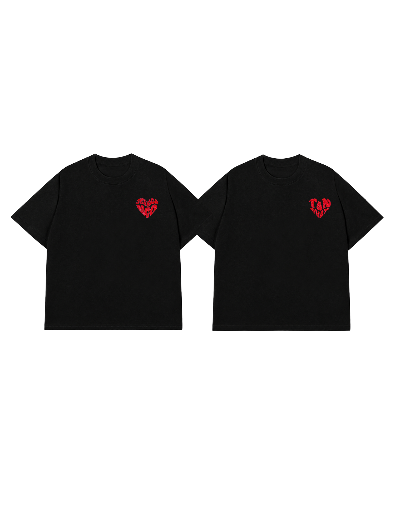Áo Thun Red glitter Custom Heart Custom Couple Name
