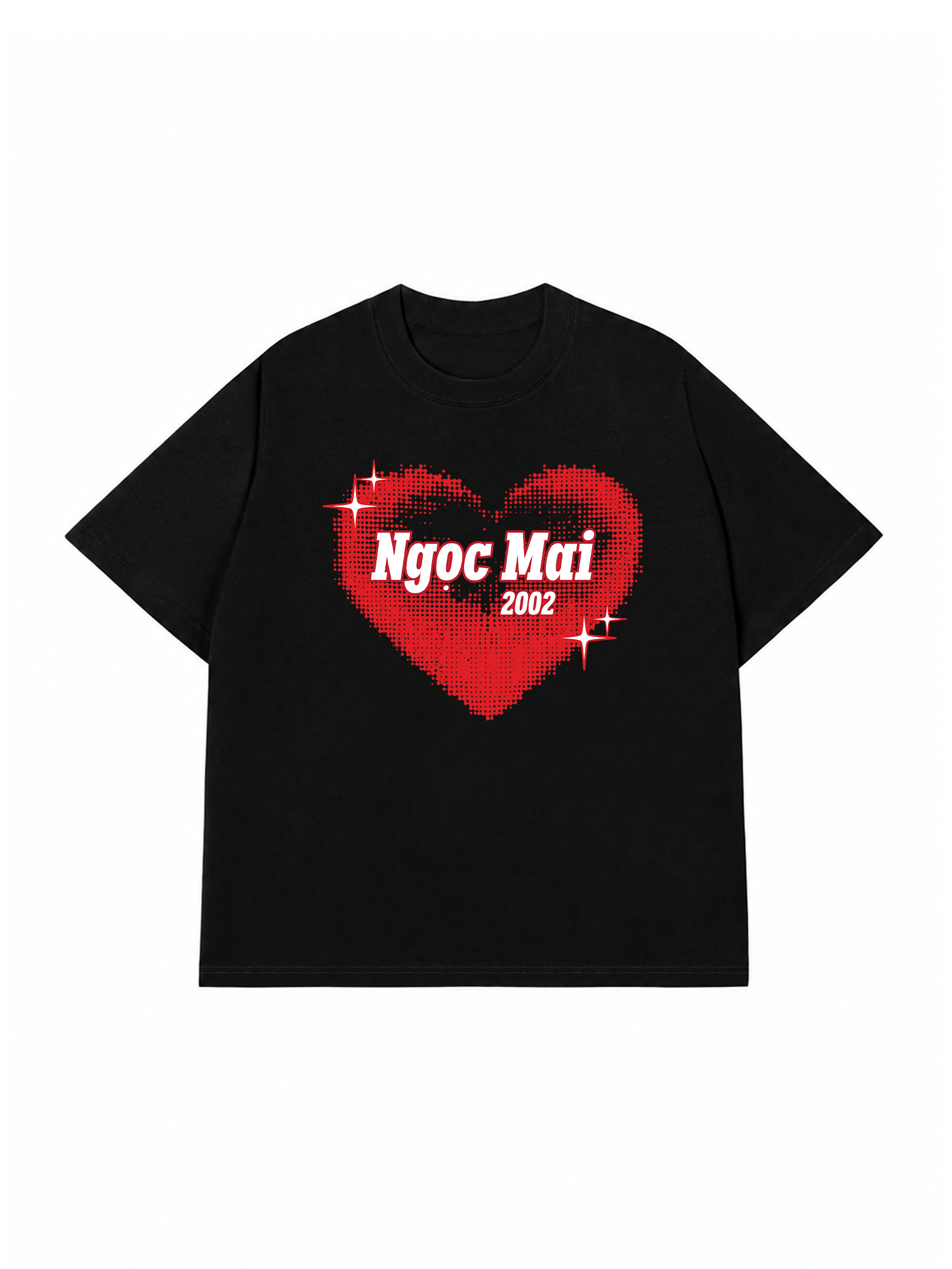 Áo Thun Custom Name Y2K Red Dotted Heart