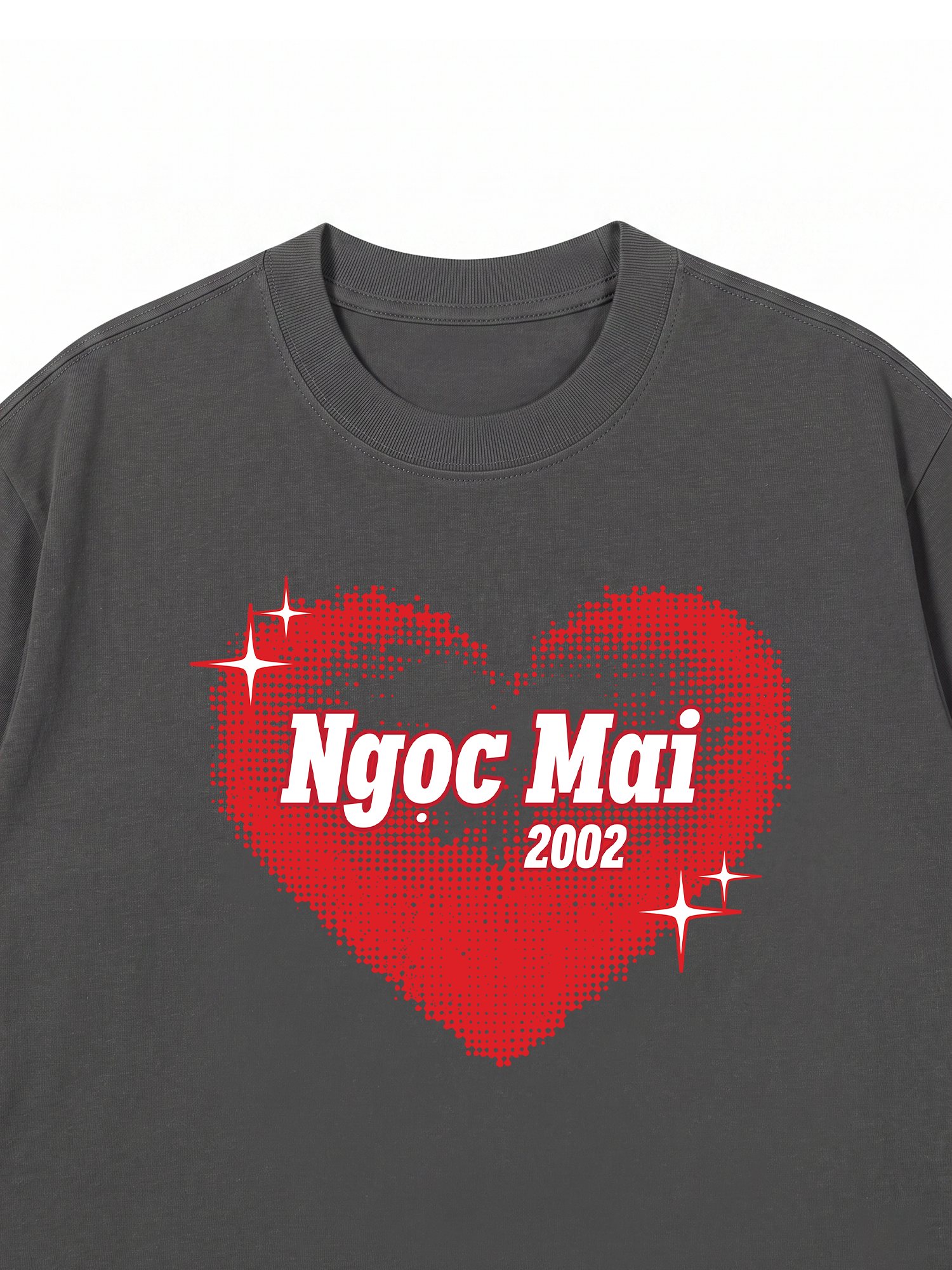 Áo Thun Custom Name Y2K Red Dotted Heart