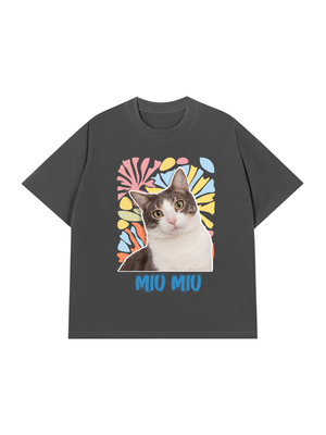 Áo Thun Custom pet cat flowers