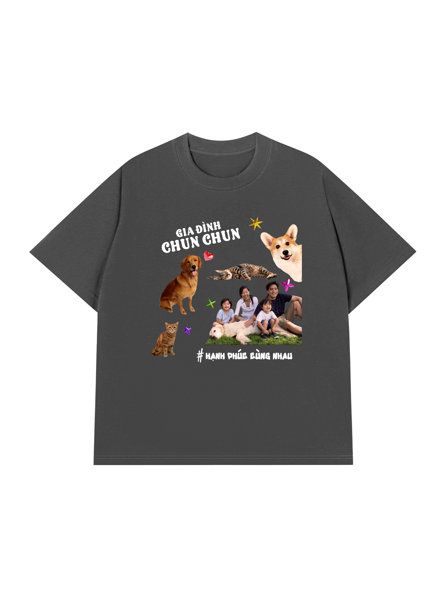 Áo Thun Custom Family With Pets
