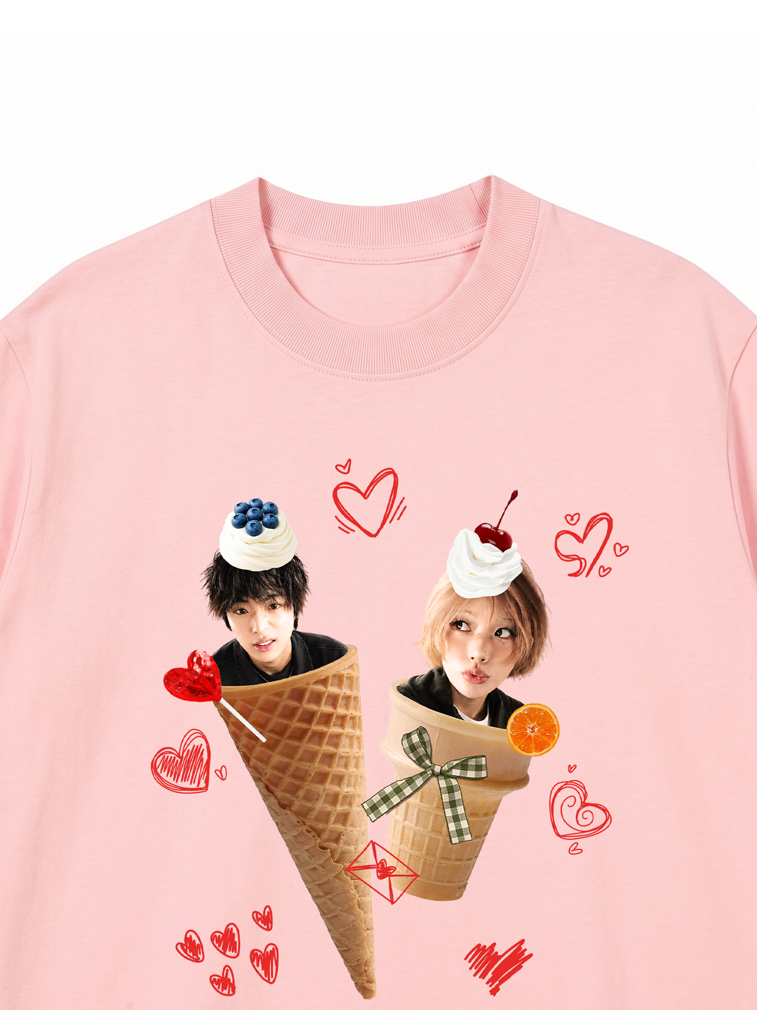 Áo Thun Custom Couple Face Ice Cream