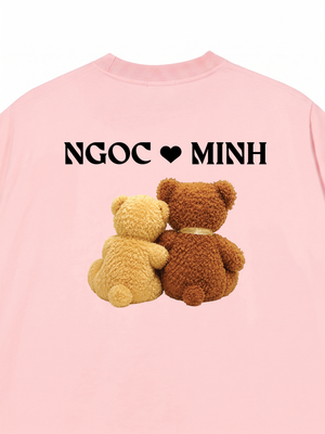 Áo Thun Custom Teddybears Couple Name and Date