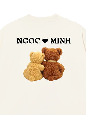 Áo Thun Custom Teddybears Couple Name and Date