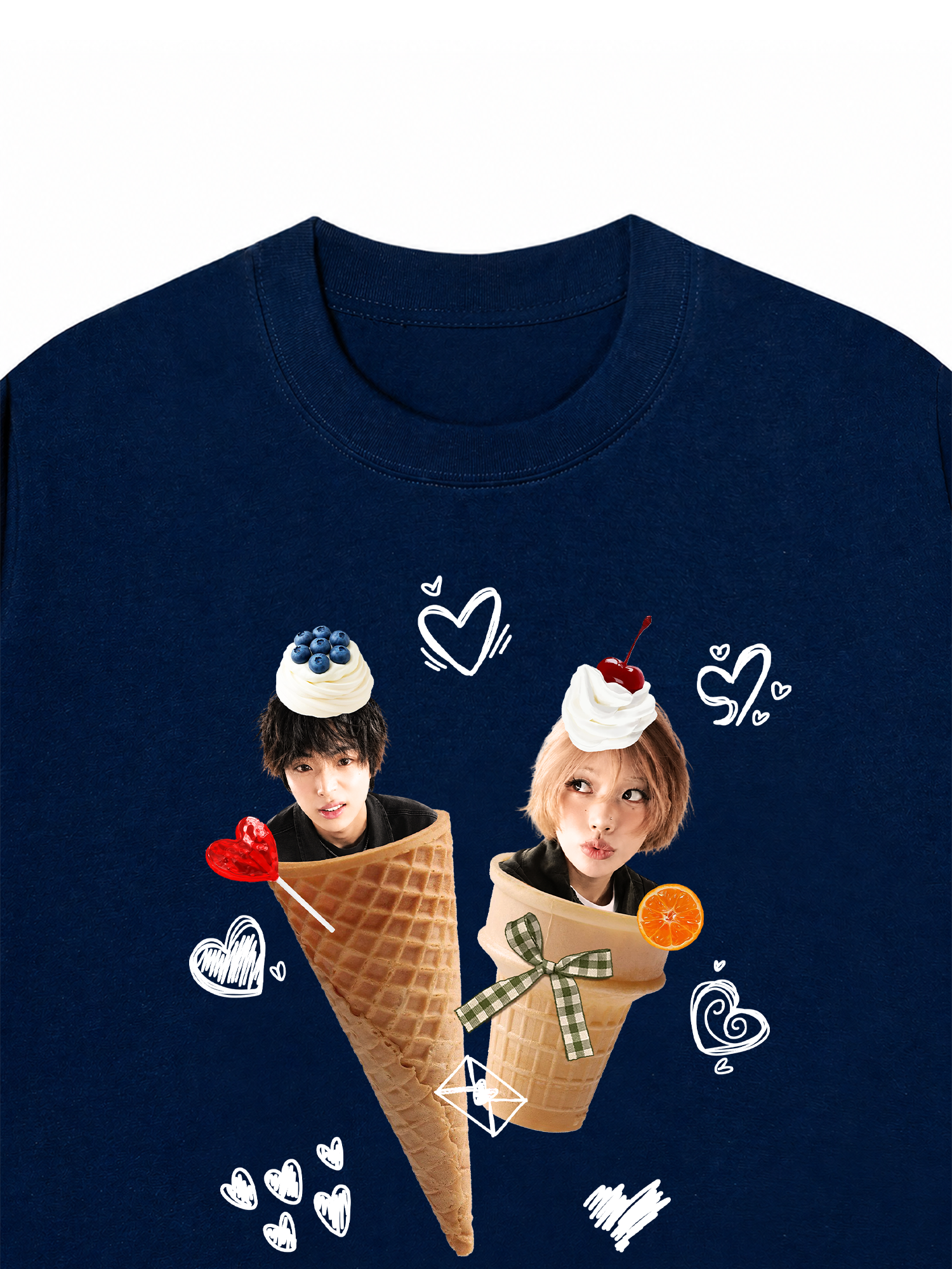 Áo Thun Custom Couple Face Ice Cream