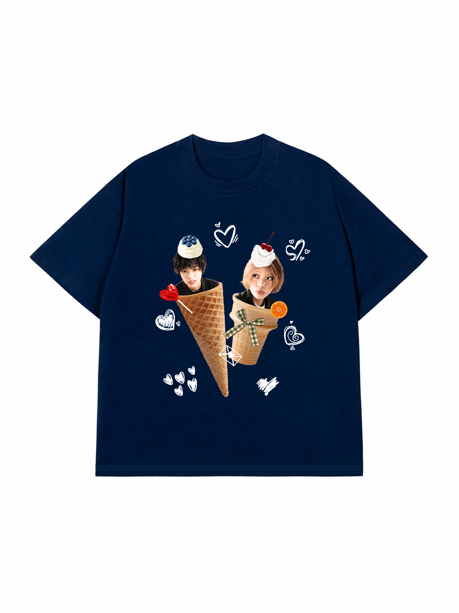 Áo Thun Custom Couple Face Ice Cream