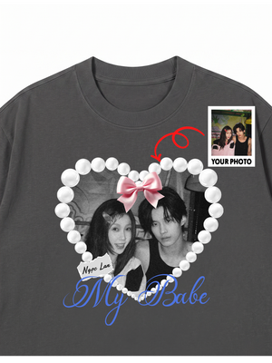 Áo Thun Custom Couple Pearl Hear Shirt