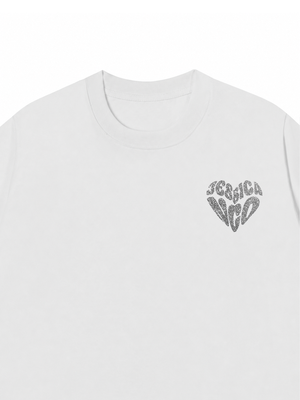 Áo Thun Silver glitter Custom Heart Custom Couple Name