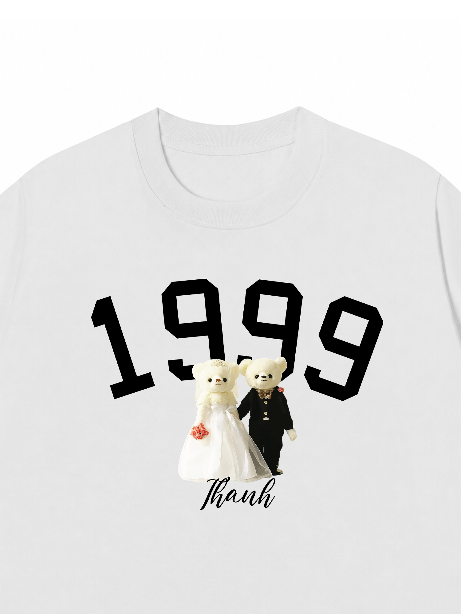 Áo Thun Custom Wedding Bear Year And Name