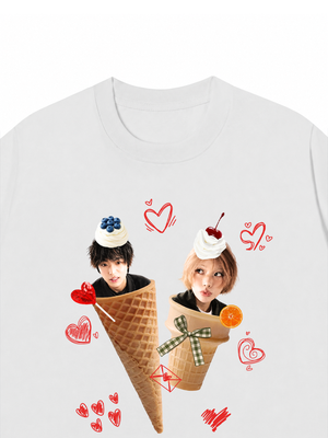 Áo Thun Custom Couple Face Ice Cream
