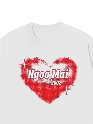 Áo Thun Custom Name Y2K Red Dotted Heart