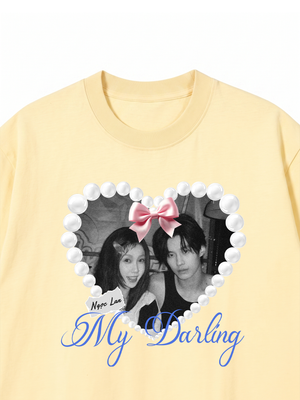 Áo Thun Custom Couple Pearl Hear Shirt