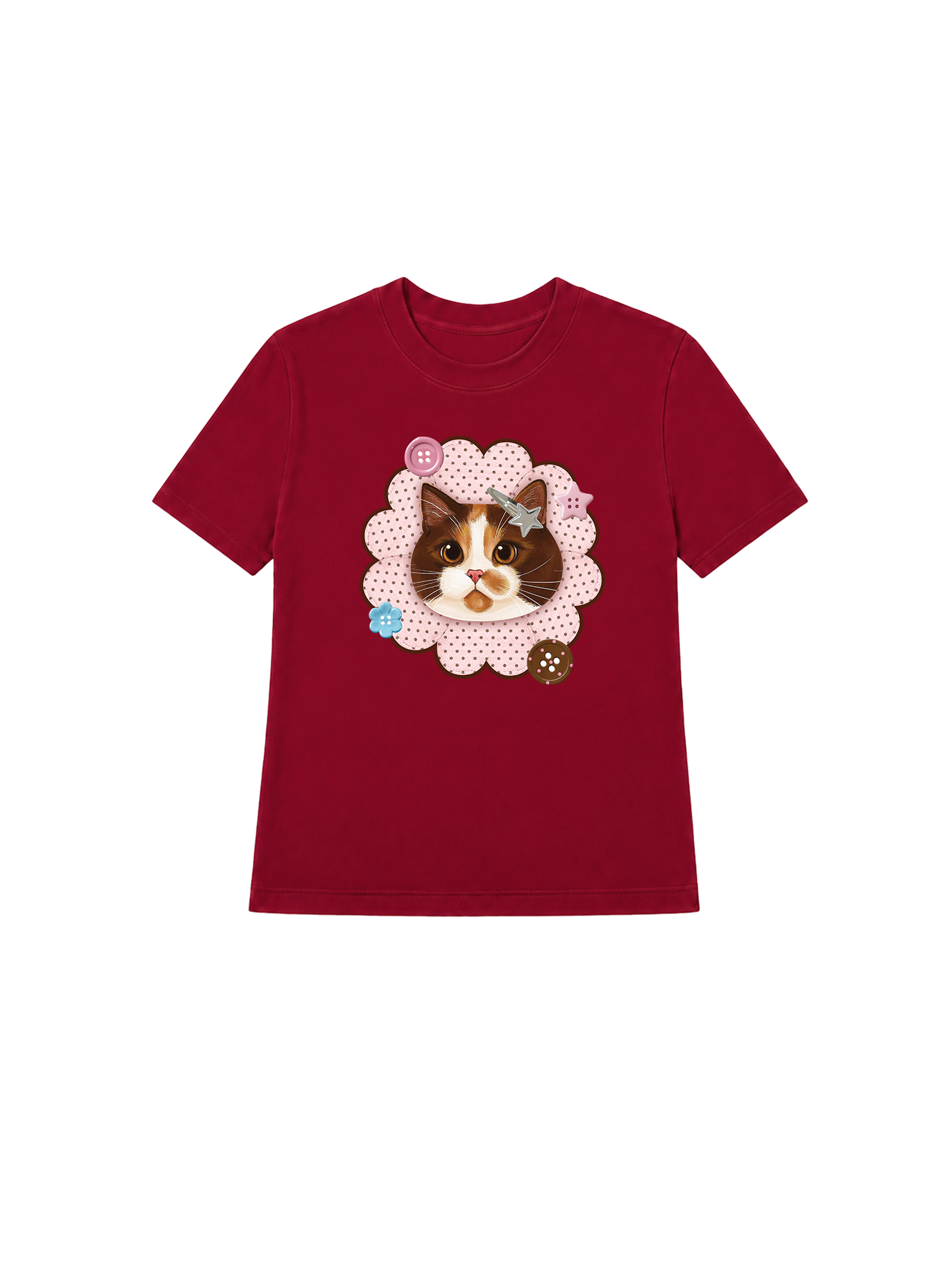 Áo Thun Nữ Cute Pink Flower Cat