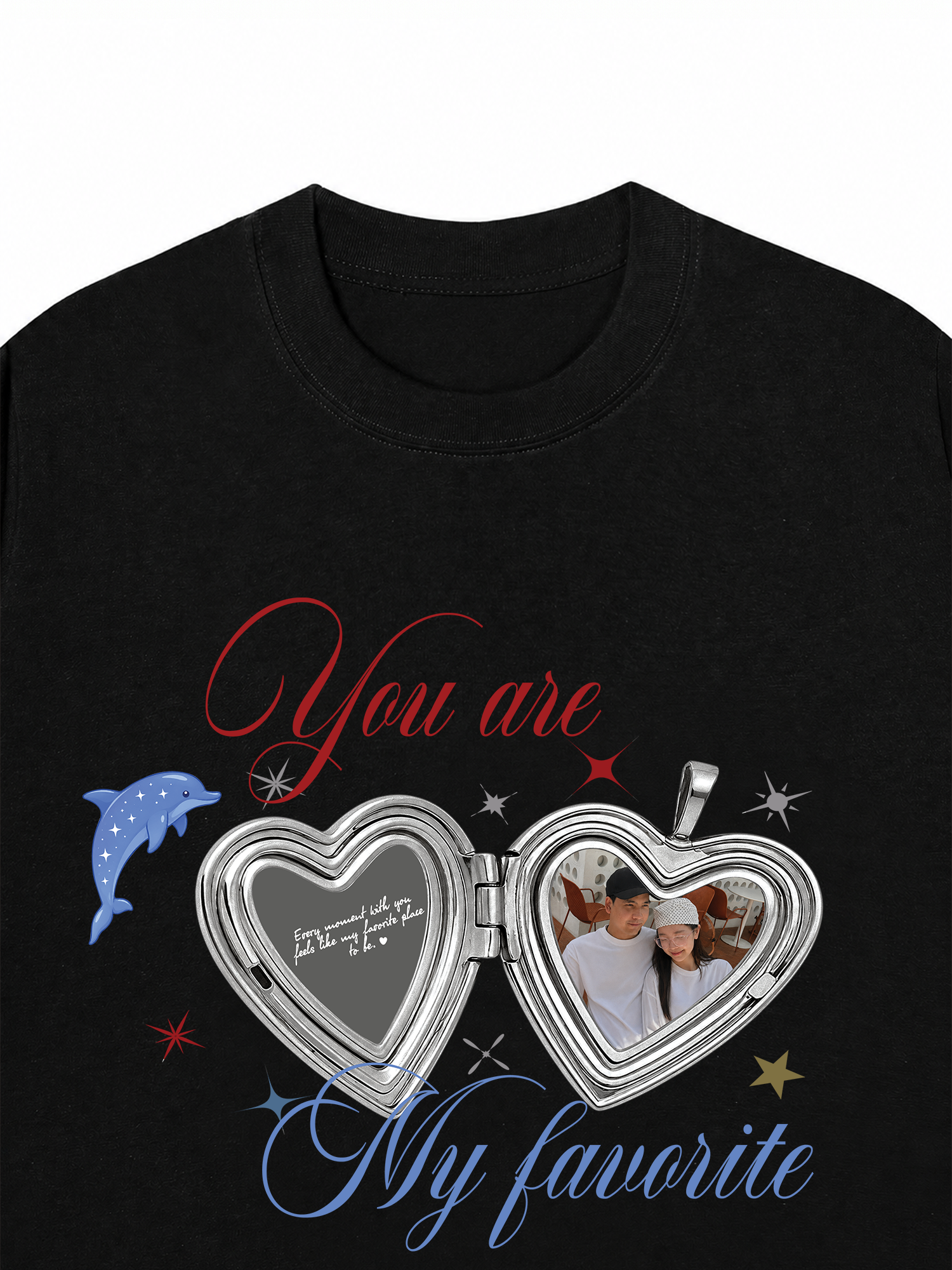 Áo Thun Custom Couple Heart Locket