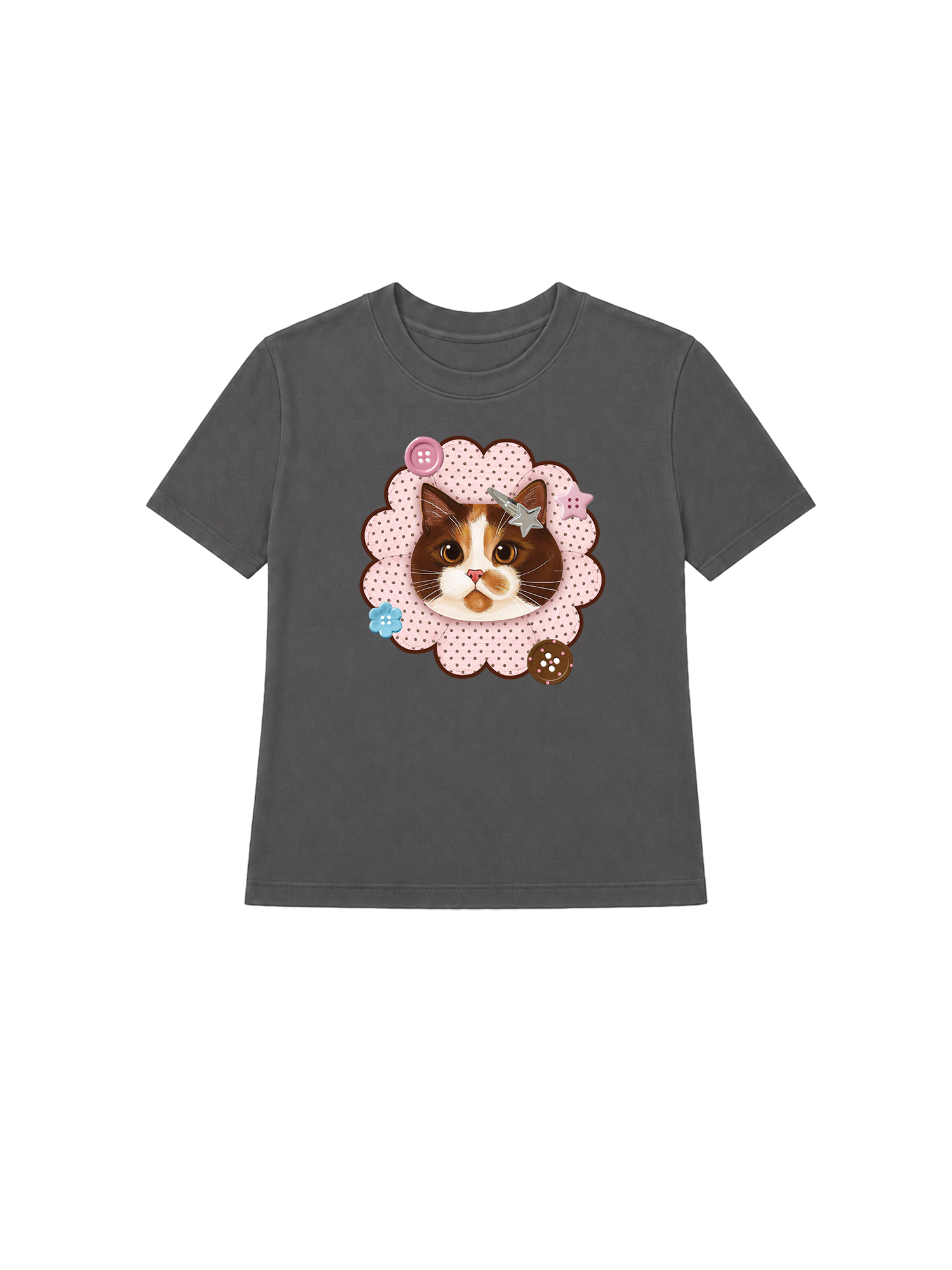 Áo Thun Nữ Cute Pink Flower Cat