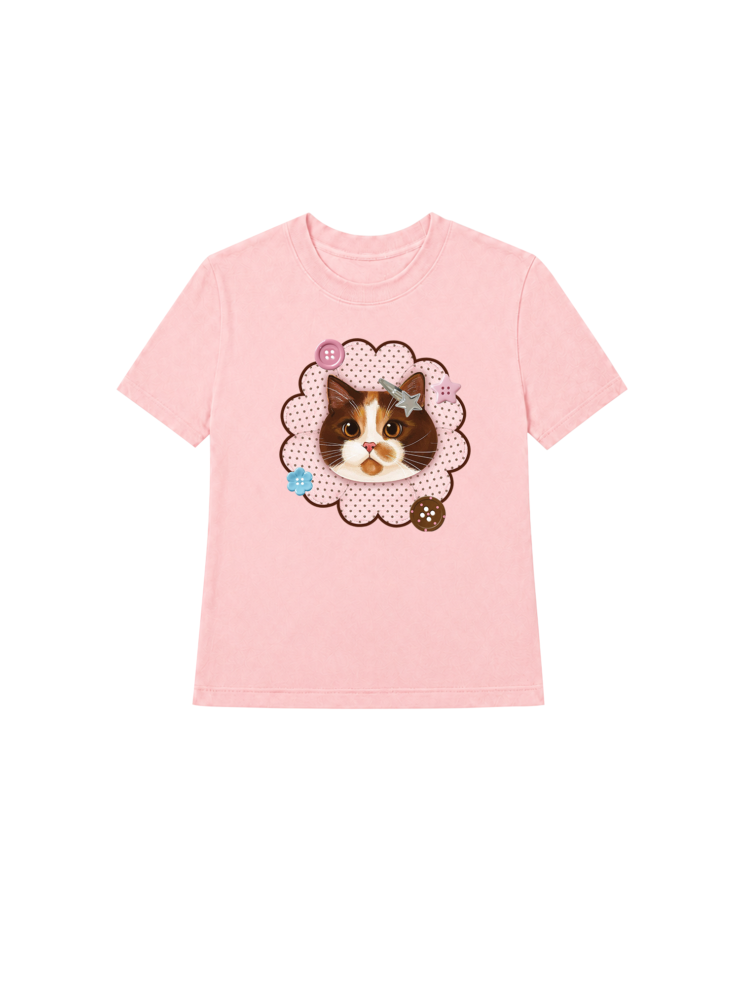 Áo Thun Nữ Cute Pink Flower Cat