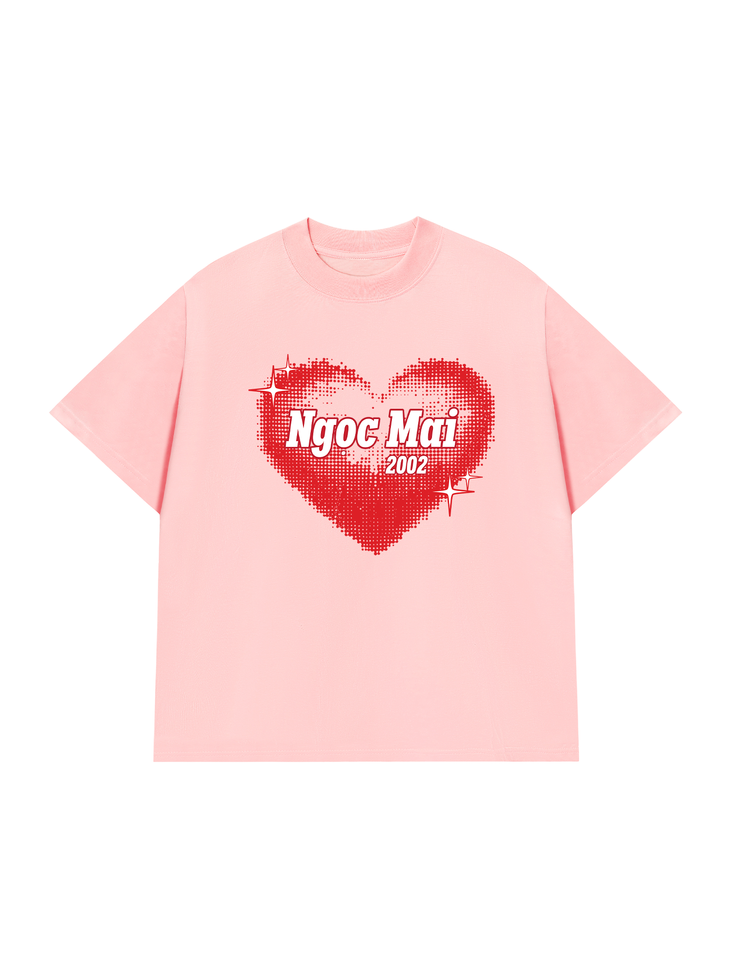 Áo Thun Custom Name Y2K Red Dotted Heart