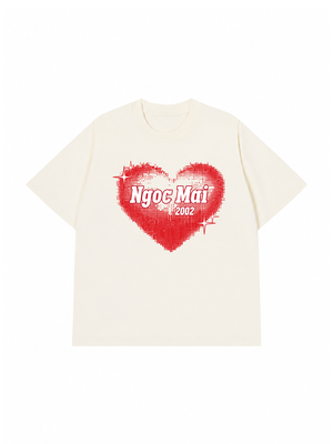 Áo Thun Custom Name Y2K Red Dotted Heart