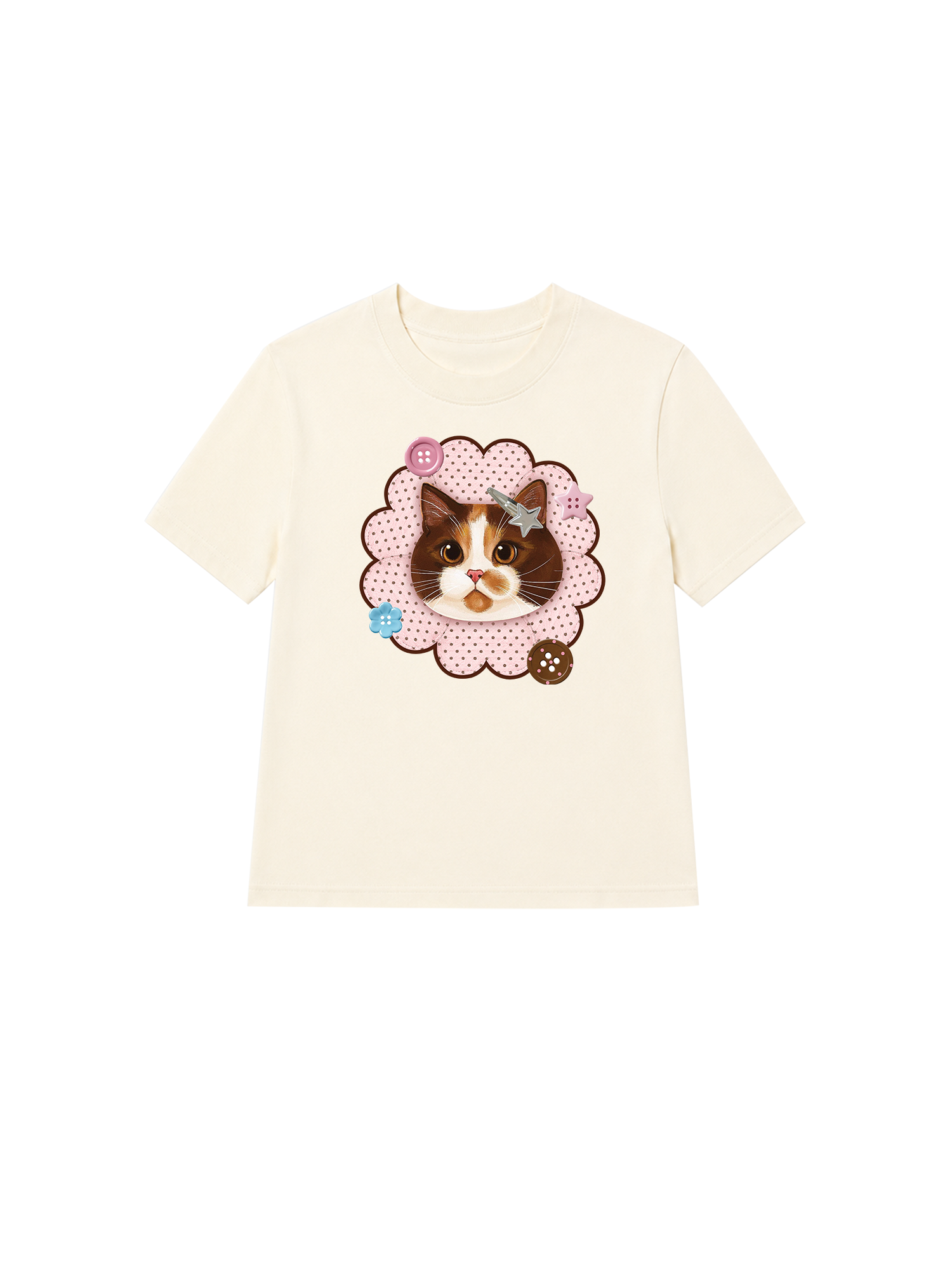 Áo Thun Nữ Cute Pink Flower Cat