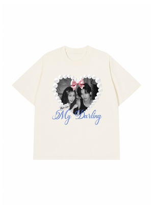 Áo Thun Custom Couple Pearl Hear Shirt
