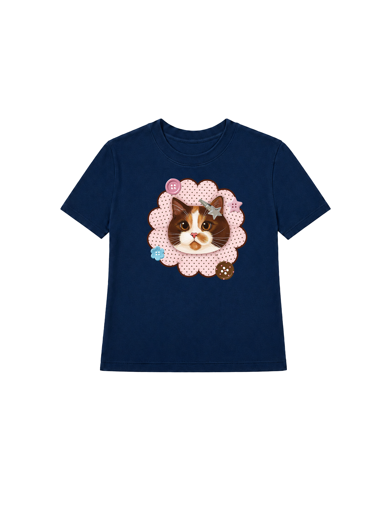 Áo Thun Nữ Cute Pink Flower Cat