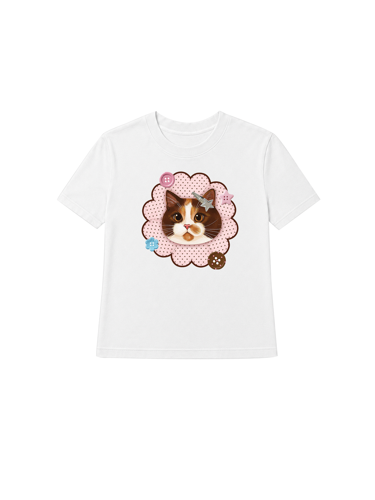 Áo Thun Nữ Cute Pink Flower Cat