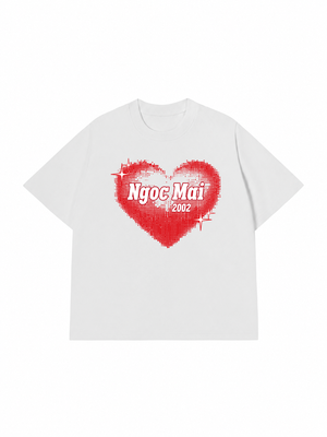 Áo Thun Custom Name Y2K Red Dotted Heart