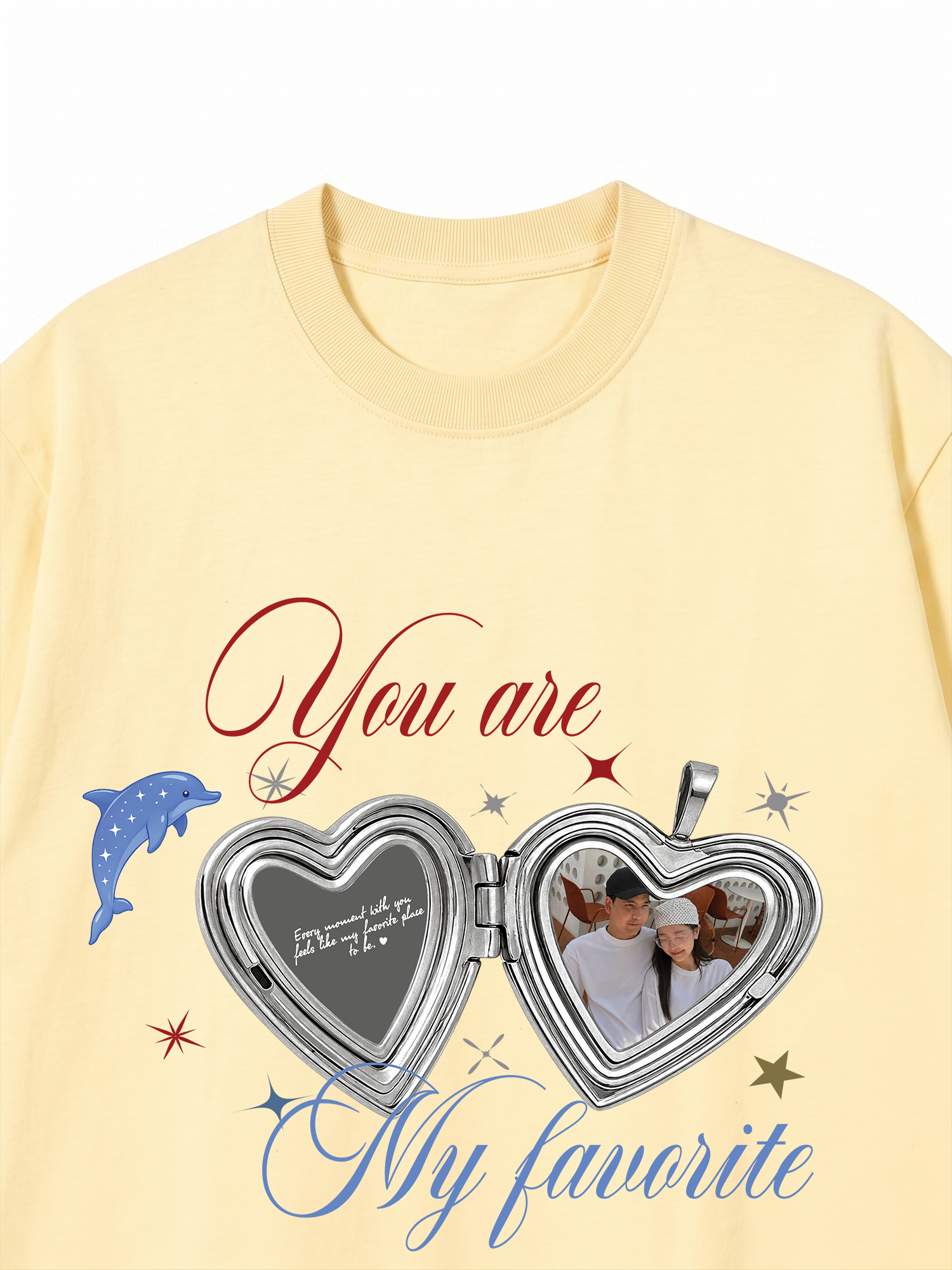 Áo Thun Custom Couple Heart Locket