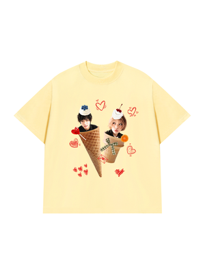 Áo Thun Custom Couple Face Ice Cream