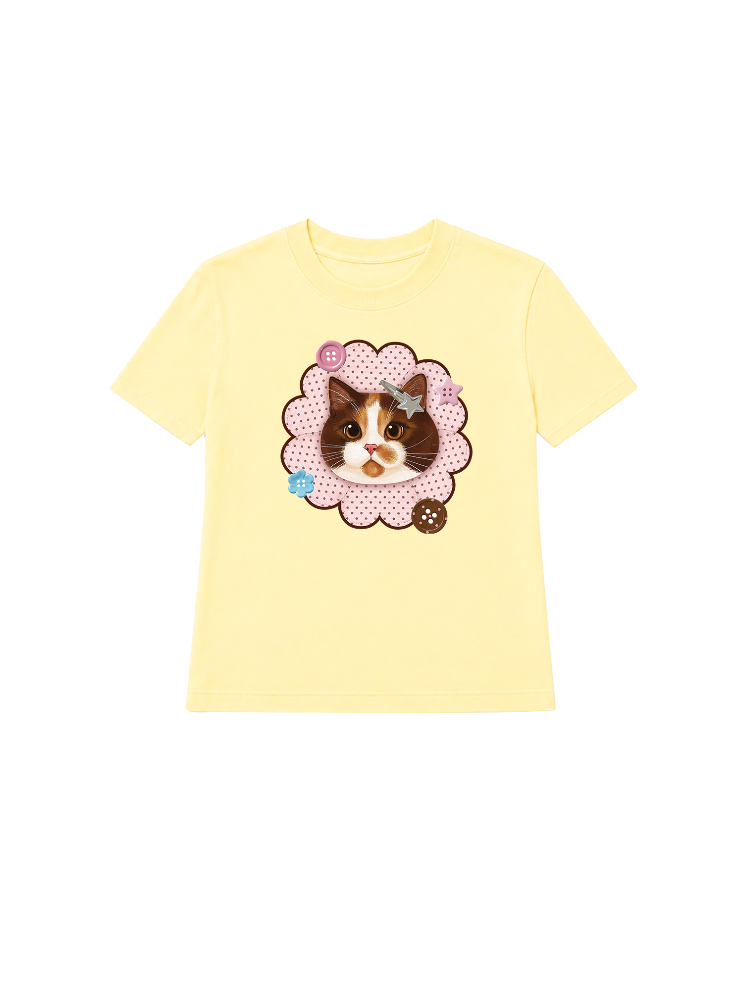 Áo Thun Nữ Cute Pink Flower Cat