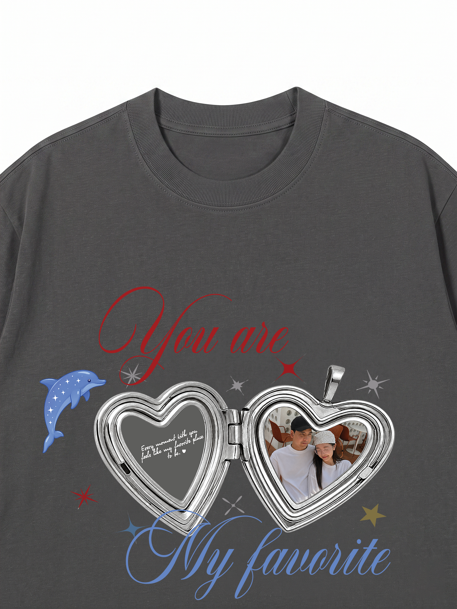 Áo Thun Custom Couple Heart Locket