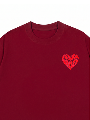 Áo Thun Red glitter Custom Heart Custom Couple Name