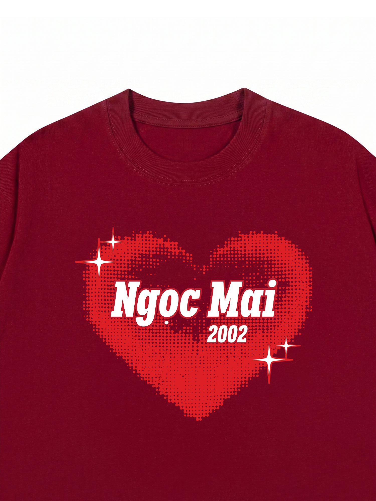 Áo Thun Custom Name Y2K Red Dotted Heart