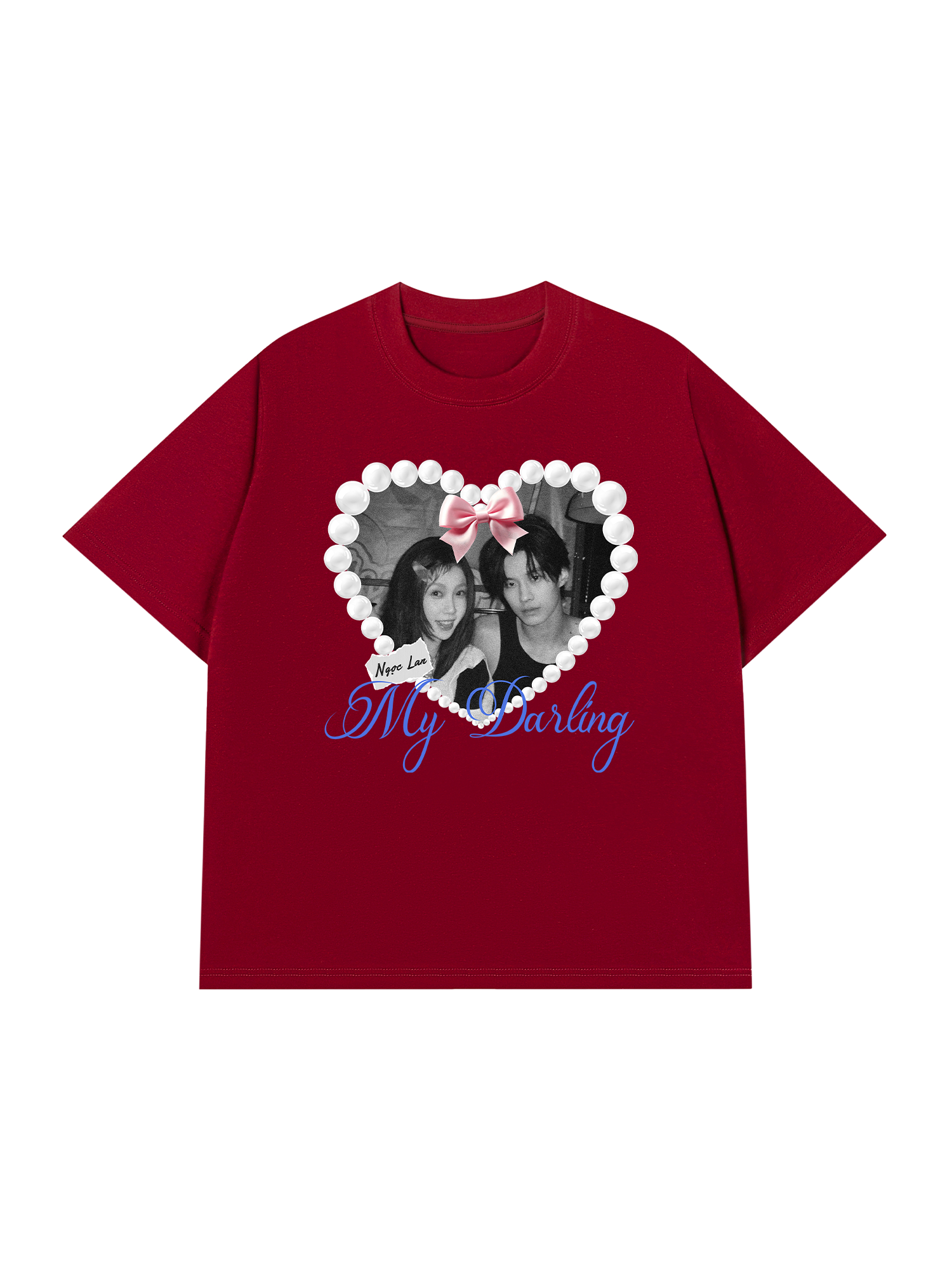 Áo Thun Custom Couple Pearl Hear Shirt