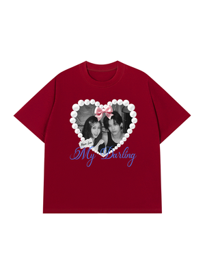 Áo Thun Custom Couple Pearl Hear Shirt