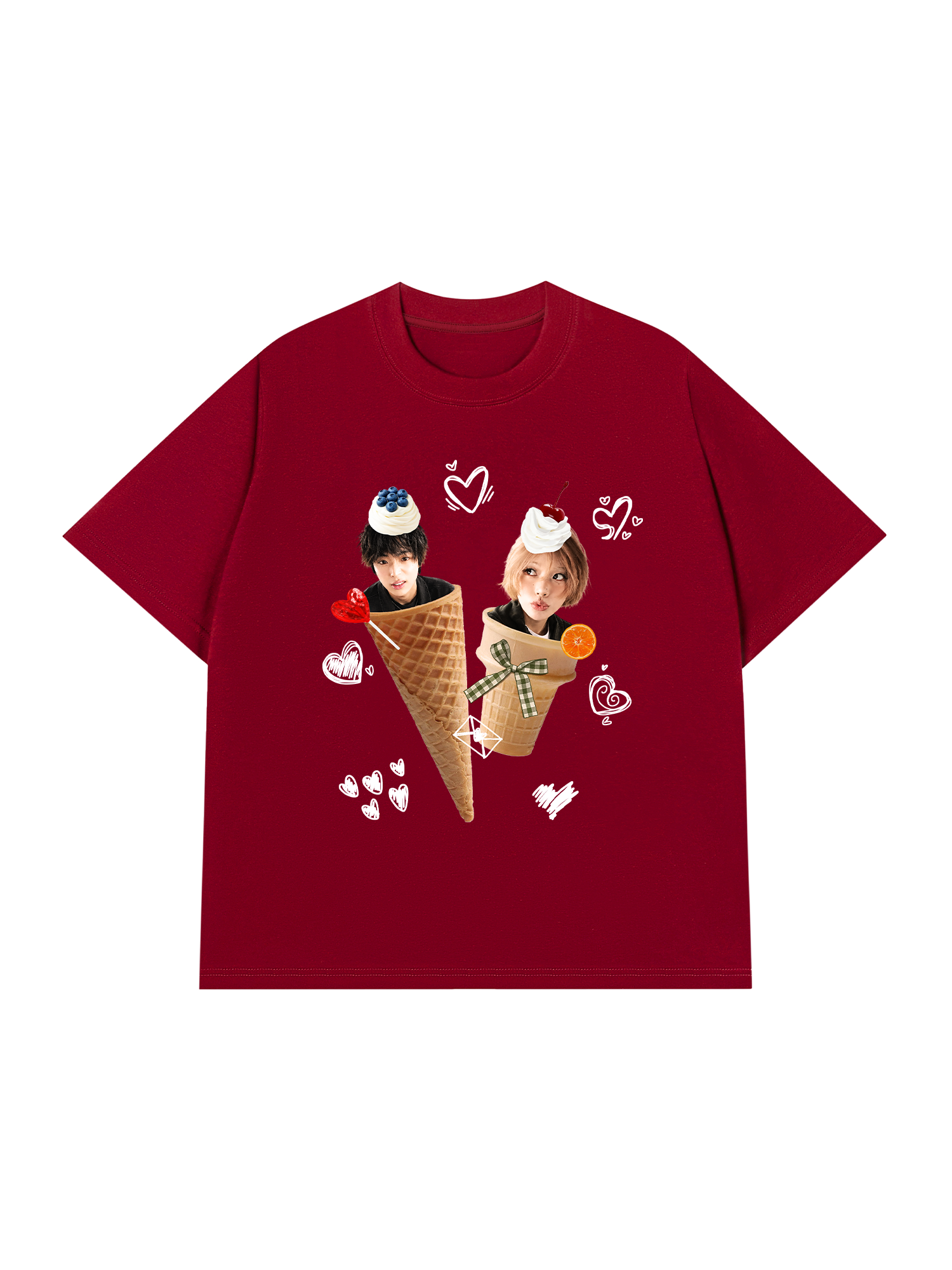 Áo Thun Custom Couple Face Ice Cream
