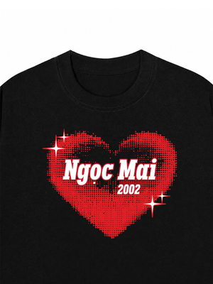 Áo Thun Custom Name Y2K Red Dotted Heart