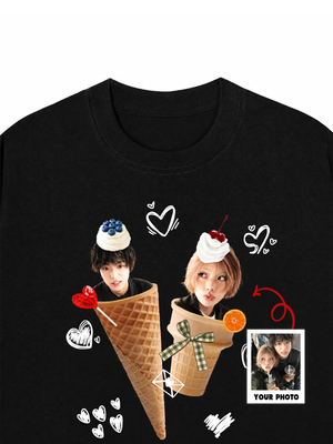 Áo Thun Custom Couple Face Ice Cream