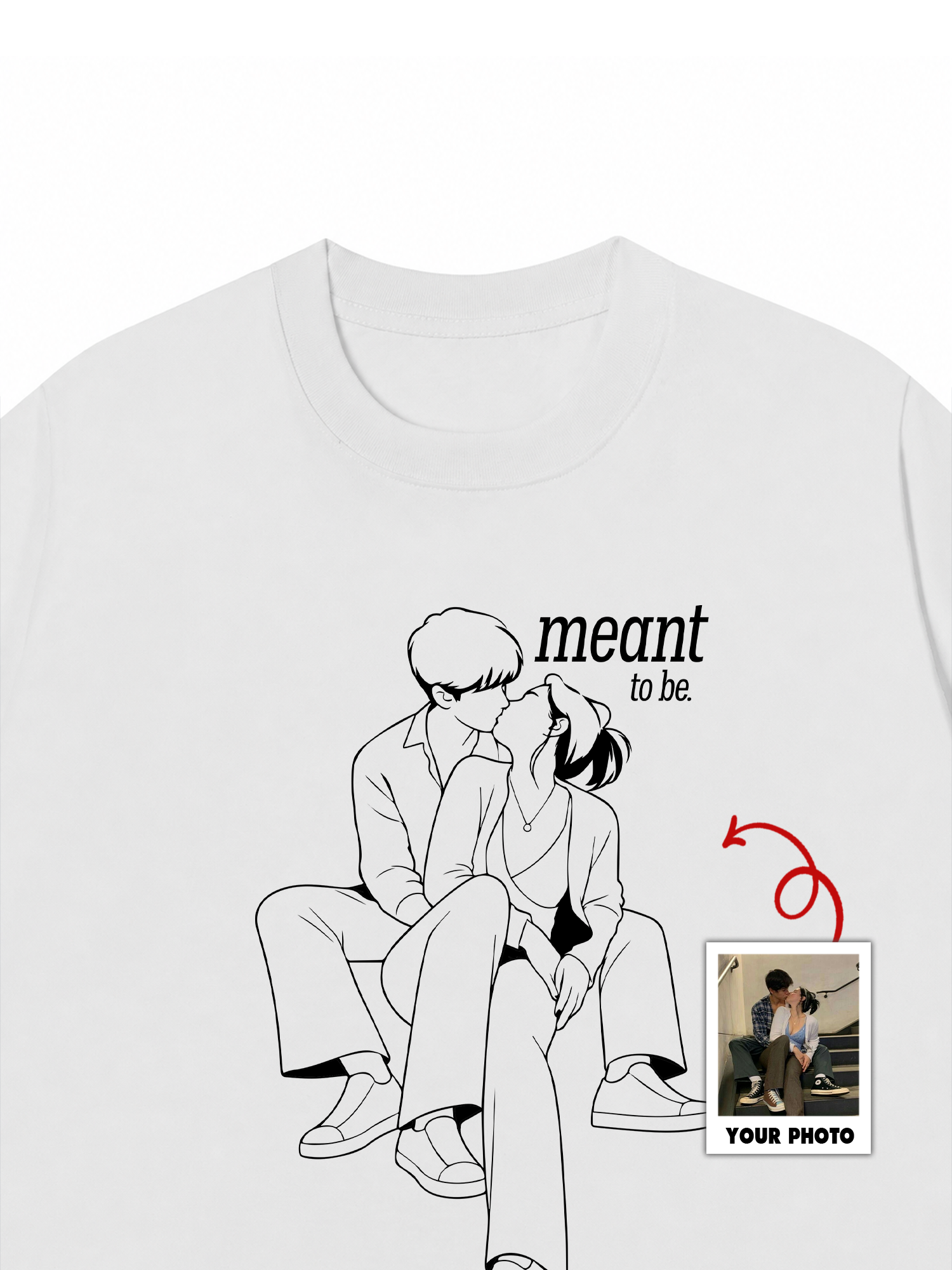 Áo Thun Custom Photo To Line Art Meant To Be