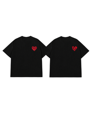 Áo Thun Red glitter Custom Heart Custom Couple Name