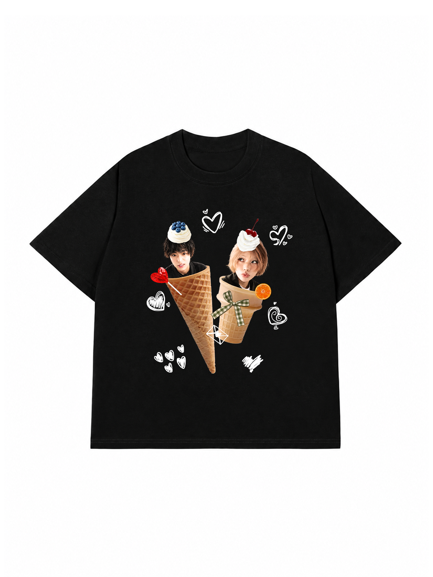 Áo Thun Custom Couple Face Ice Cream