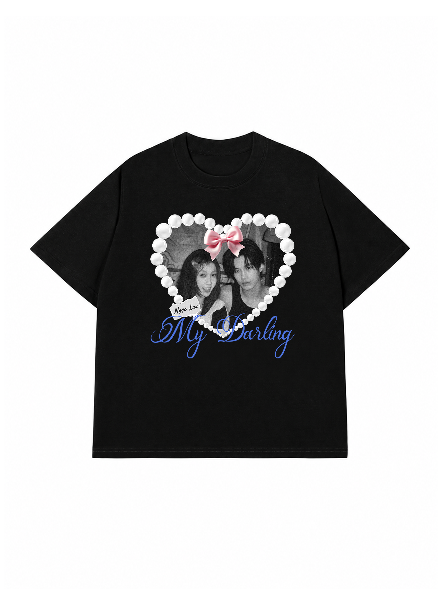 Áo Thun Custom Couple Pearl Hear Shirt