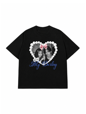 Áo Thun Custom Couple Pearl Hear Shirt