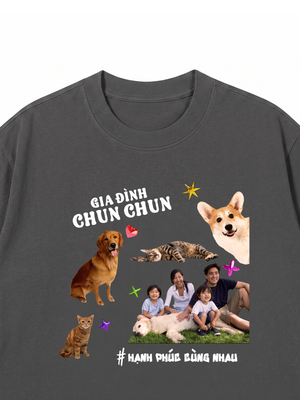 Áo Thun Custom Family With Pets