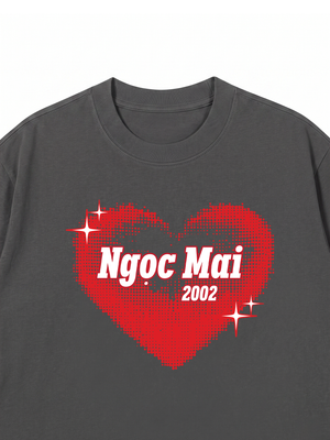 Áo Thun Custom Name Y2K Red Dotted Heart